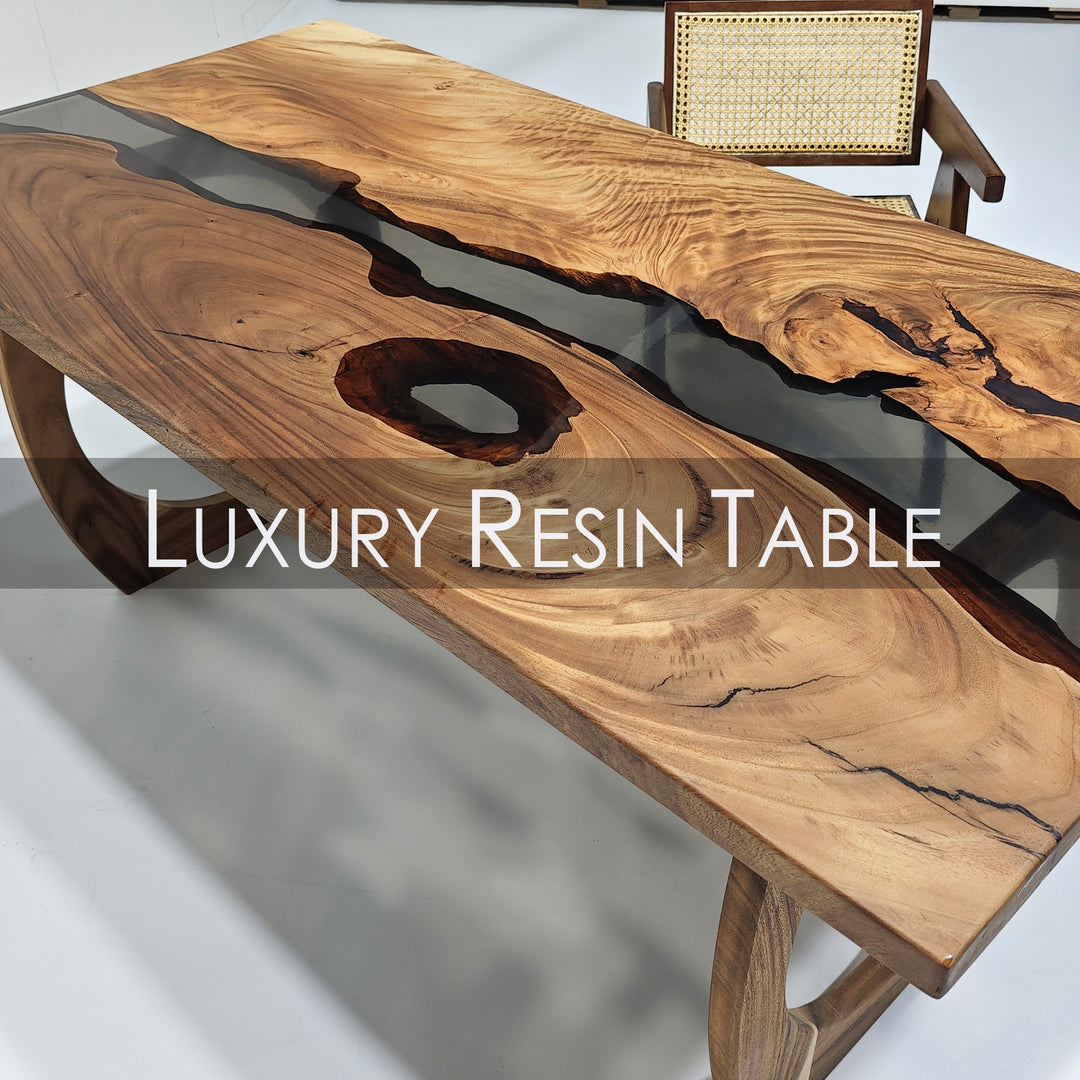 Epoxy Table, Live Edge Epoxy Table, Walnut Resin River Table, 2304106