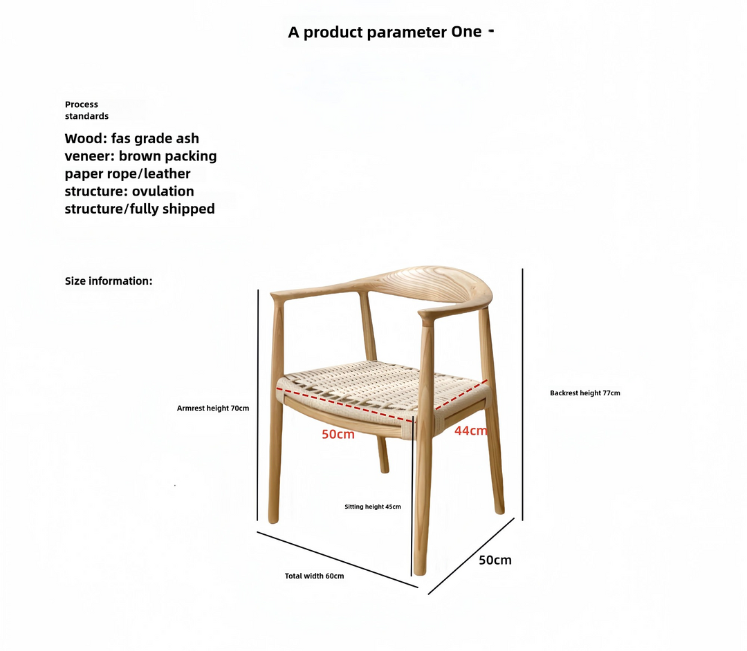 Nordic White Ash Solid Wood Original Woven Rope Kennedy President Armchair Dining Chair Cafe Conference Desk Leisure Chair