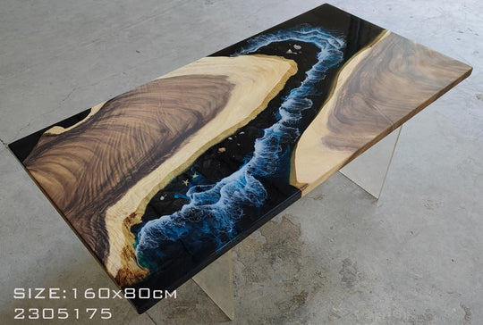 Epoxy Table, Live Edge Epoxy Table, Walnut Resin River Table, 2305175