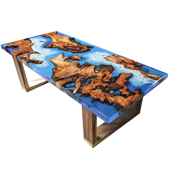 Epoxy Table, Live Edge Epoxy Table, Walnut Resin River Table, 241031