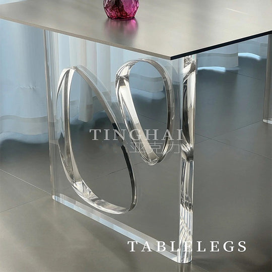 "Transparent Hole Acrylic Table Legs, Custom Stone Pattern Coffee Table Desk Support Legs, Table Legs, Dining Table Island Support Legs.