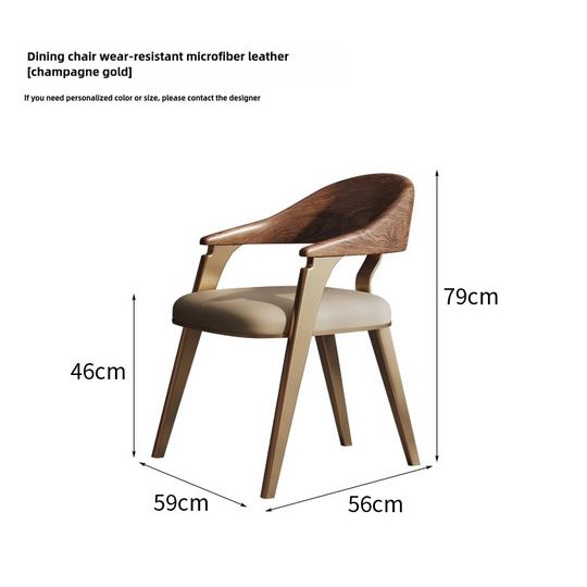 Italian Minimalist Light Luxury Dining Chair, Home High-End Designer Dining Table Chair, Hotel Genuine Leather Top Grain Leather Dining Chair."