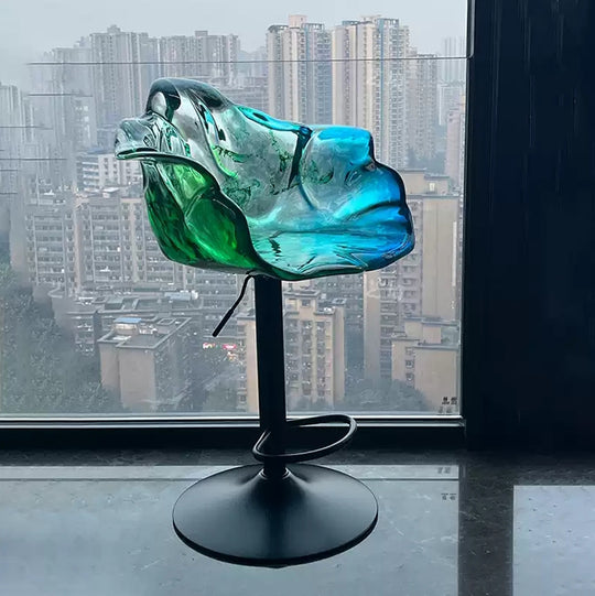 Custom Designer Edra Petal Bar Stool Dining Chair, Transparent Resin, Light Luxury High-End Home and Commercial Adjustable Chair.