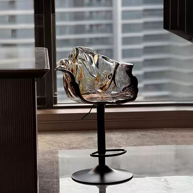 Custom Designer Edra Petal Bar Stool Dining Chair, Transparent Resin, Light Luxury High-End Home and Commercial Adjustable Chair.