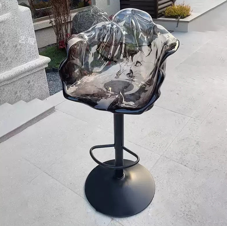 Custom Designer Edra Petal Bar Stool Dining Chair, Transparent Resin, Light Luxury High-End Home and Commercial Adjustable Chair.