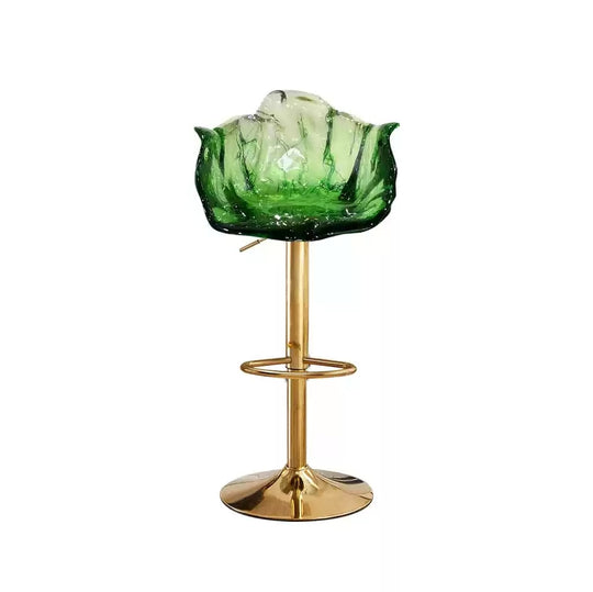 Custom Designer Edra Petal Bar Stool Dining Chair, Transparent Resin, Light Luxury High-End Home and Commercial Adjustable Chair.