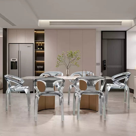 Simple Modern Hotel Lobby Meeting Area Transparent Resin Backrest Chair, Bar Counter Restaurant Acrylic Stool, Home Use.