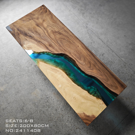 Epoxy Table, Live Edge Epoxy Table, Walnut Resin River Table, 24111206