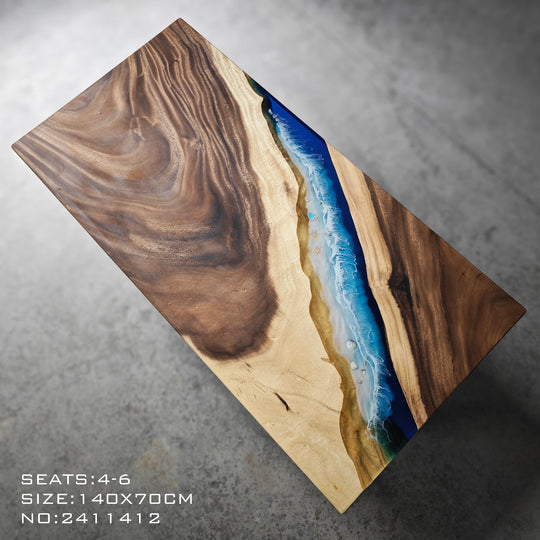 Epoxy Table, Live Edge Epoxy Table, Walnut Resin River Table, 241112010