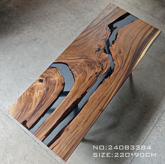 Epoxy Table, Live Edge Epoxy Table, Walnut Resin River Table, 202410101