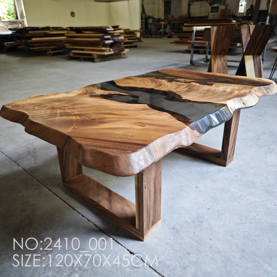 Epoxy Table, Live Edge Epoxy Table, Walnut Resin River Table, 2410_001