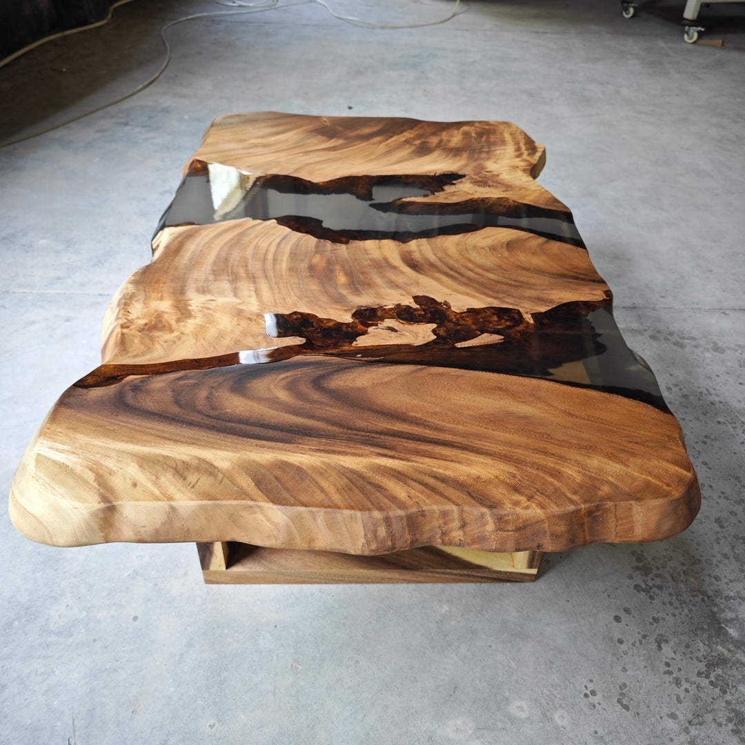 Epoxy Table, Live Edge Epoxy Table, Walnut Resin River Table, 2410_001