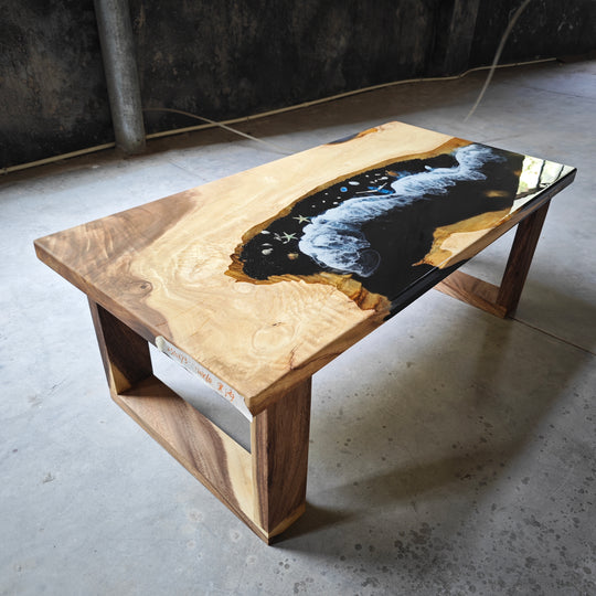 Epoxy Table, Live Edge Epoxy Table, Walnut Resin River Table, 2410_003