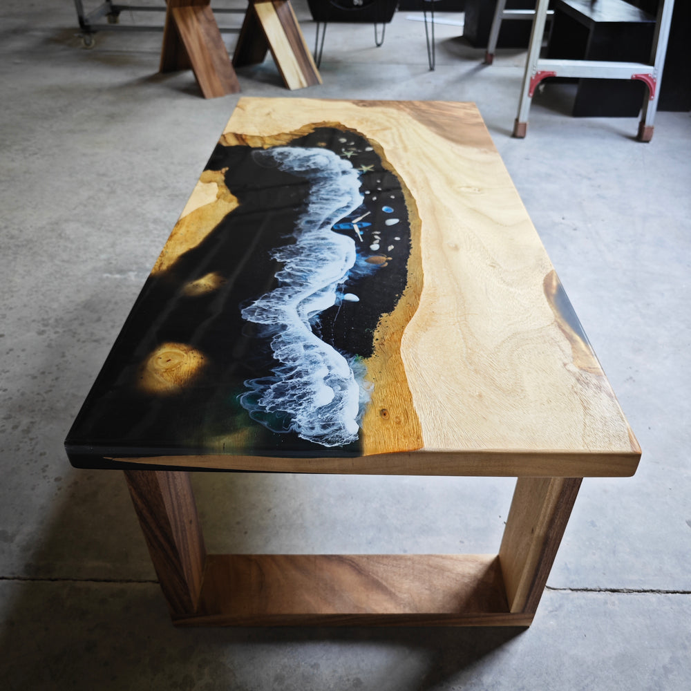 Epoxy Table, Live Edge Epoxy Table, Walnut Resin River Table, 2410_003