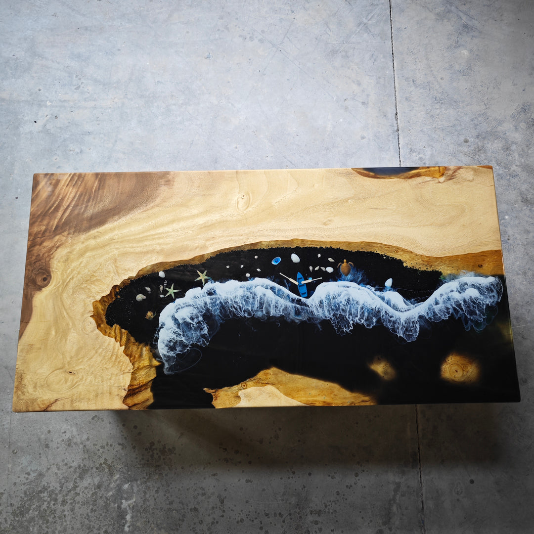 Epoxy Table, Live Edge Epoxy Table, Walnut Resin River Table, 2410_003