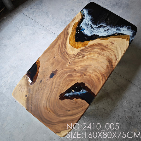 Epoxy Table, Live Edge Epoxy Table, Walnut Resin River Table, 2410_005