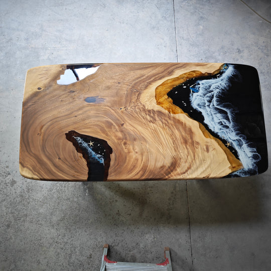 Epoxy Table, Live Edge Epoxy Table, Walnut Resin River Table, 2410_005