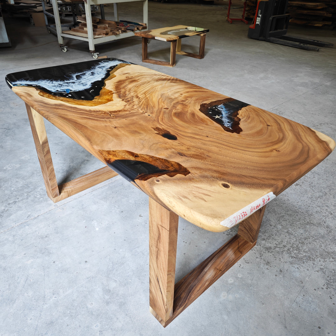 Epoxy Table, Live Edge Epoxy Table, Walnut Resin River Table, 2410_005