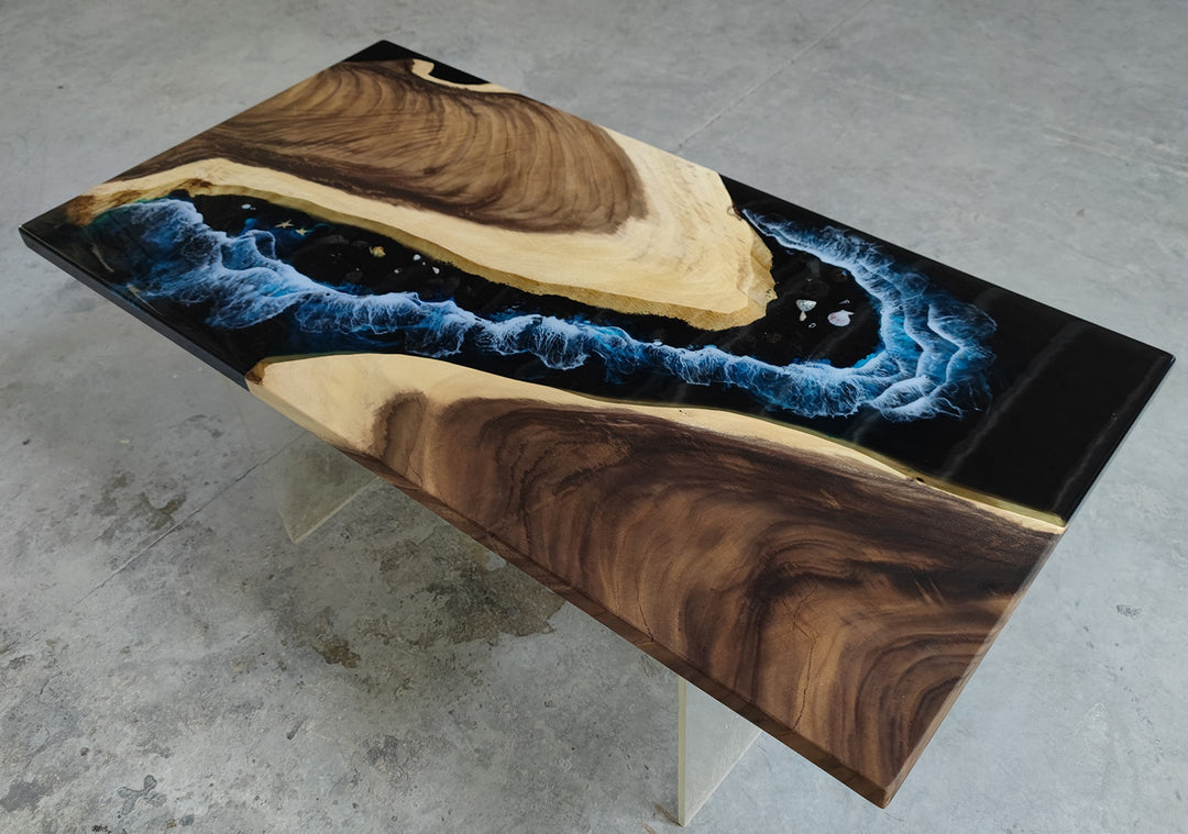 Epoxy Table, Live Edge Epoxy Table, Walnut Resin River Table, 2305175