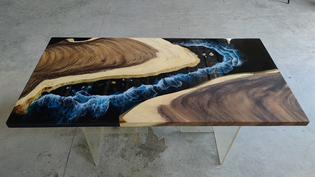 Epoxy Table, Live Edge Epoxy Table, Walnut Resin River Table, 2305175