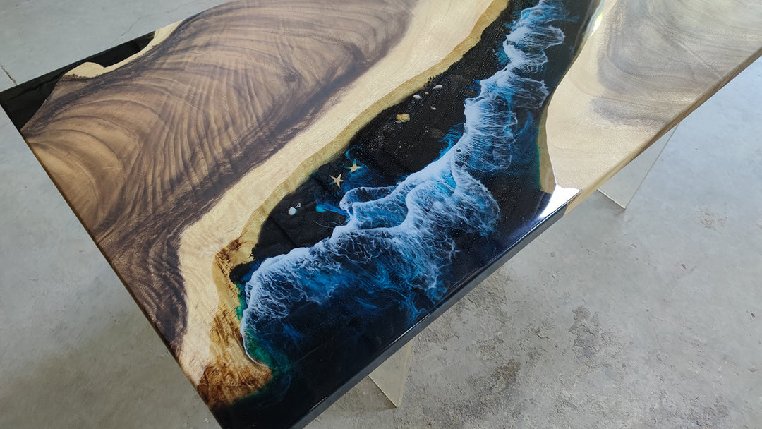 Epoxy Table, Live Edge Epoxy Table, Walnut Resin River Table, 2305175