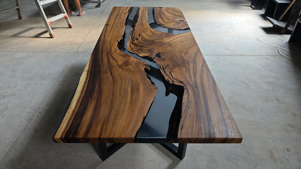 Epoxy Table, Live Edge Epoxy Table, Walnut Resin River Table, 202410101