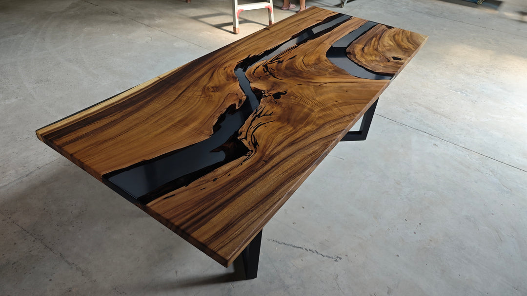 Epoxy Table, Live Edge Epoxy Table, Walnut Resin River Table, 202410101