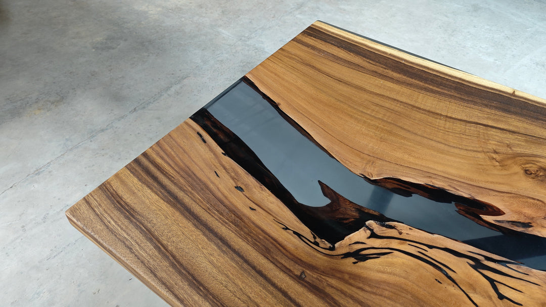 Epoxy Table, Live Edge Epoxy Table, Walnut Resin River Table, 202410101