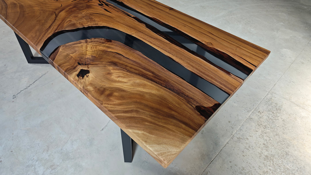 Epoxy Table, Live Edge Epoxy Table, Walnut Resin River Table, 202410101