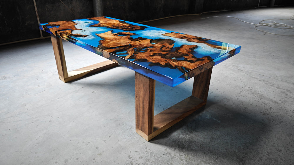 Epoxy Table, Live Edge Epoxy Table, Walnut Resin River Table, 241031