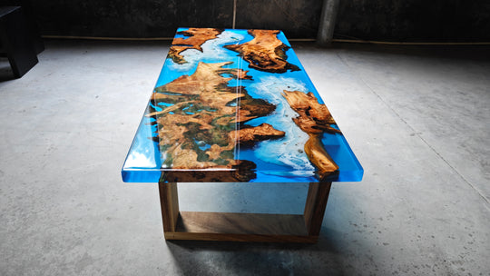 Epoxy Table, Live Edge Epoxy Table, Walnut Resin River Table, 241031