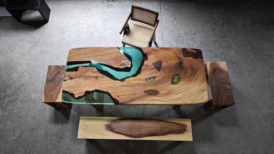 Epoxy Table, Live Edge Epoxy Table, Walnut Resin River Table, 241104