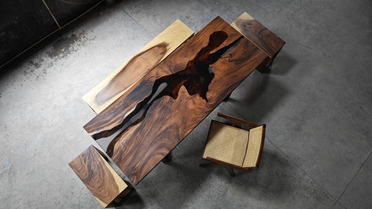 Epoxy Table, Live Edge Epoxy Table, Walnut Resin River Table, 2411041