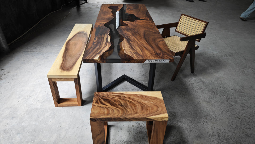 Epoxy Table, Live Edge Epoxy Table, Walnut Resin River Table, 2411041