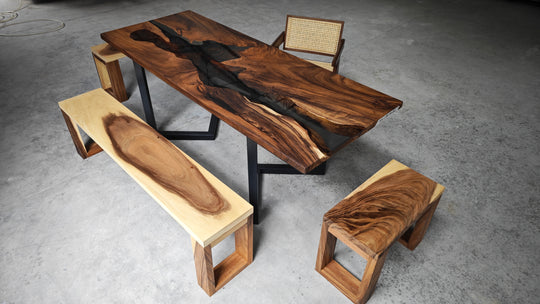 Epoxy Table, Live Edge Epoxy Table, Walnut Resin River Table, 2411041