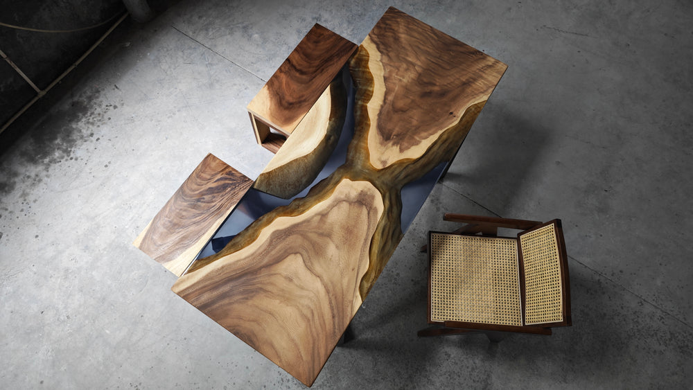 Epoxy Table, Live Edge Epoxy Table, Walnut Resin River Table, 2411042