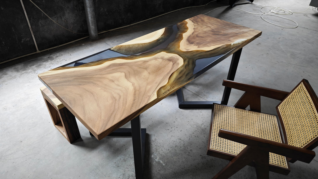 Epoxy Table, Live Edge Epoxy Table, Walnut Resin River Table, 2411042