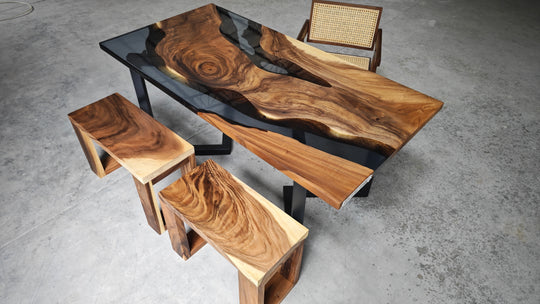 Epoxy Table, Live Edge Epoxy Table, Walnut Resin River Table, 2411043