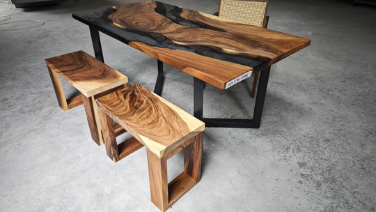 Epoxy Table, Live Edge Epoxy Table, Walnut Resin River Table, 2411043