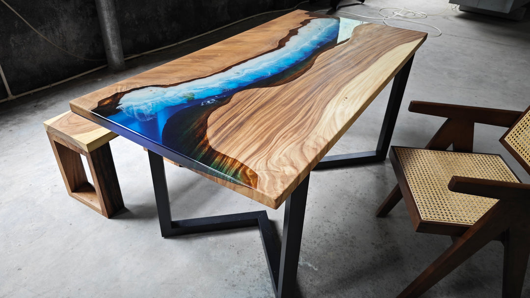 Epoxy Table, Live Edge Epoxy Table, Walnut Resin River Table, 2411044