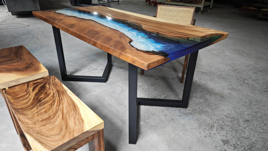 Epoxy Table, Live Edge Epoxy Table, Walnut Resin River Table, 2411044