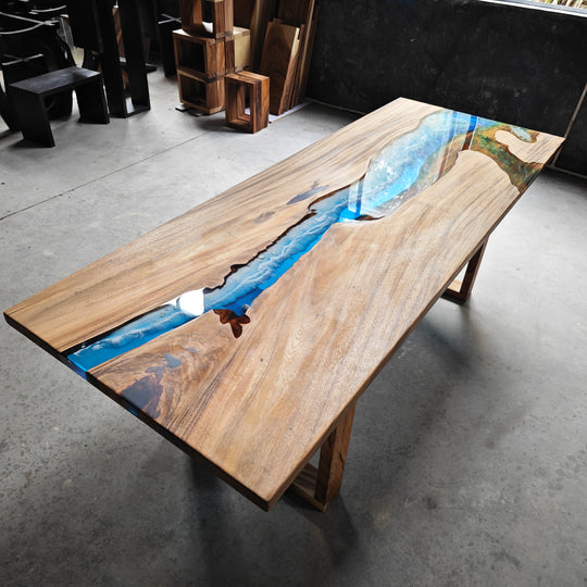 Epoxy Table, Live Edge Epoxy Table, Walnut Resin River Table, 24111201