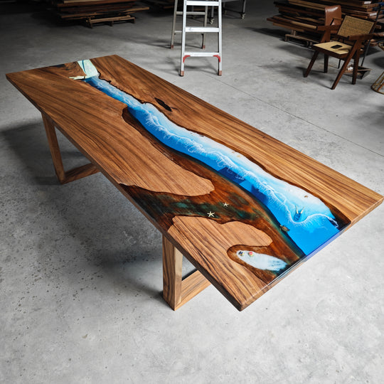 Epoxy Table, Live Edge Epoxy Table, Walnut Resin River Table, 24111201