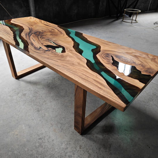 Epoxy Table, Live Edge Epoxy Table, Walnut Resin River Table, 24111202