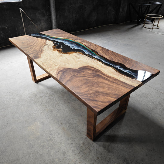 Epoxy Table, Live Edge Epoxy Table, Walnut Resin River Table, 24111203