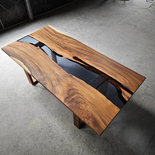 Epoxy Table, Live Edge Epoxy Table, Walnut Resin River Table, 24111204