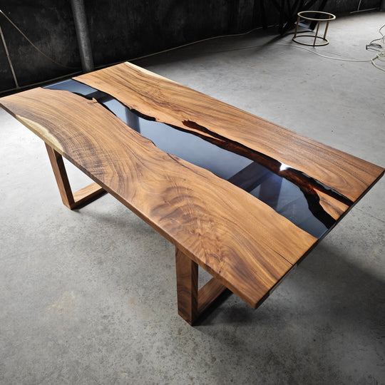 Epoxy Table, Live Edge Epoxy Table, Walnut Resin River Table, 24111204