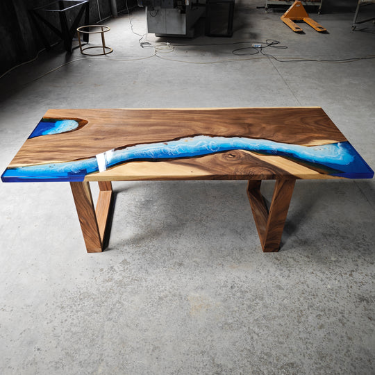 Epoxy Table, Live Edge Epoxy Table, Walnut Resin River Table, 24111205