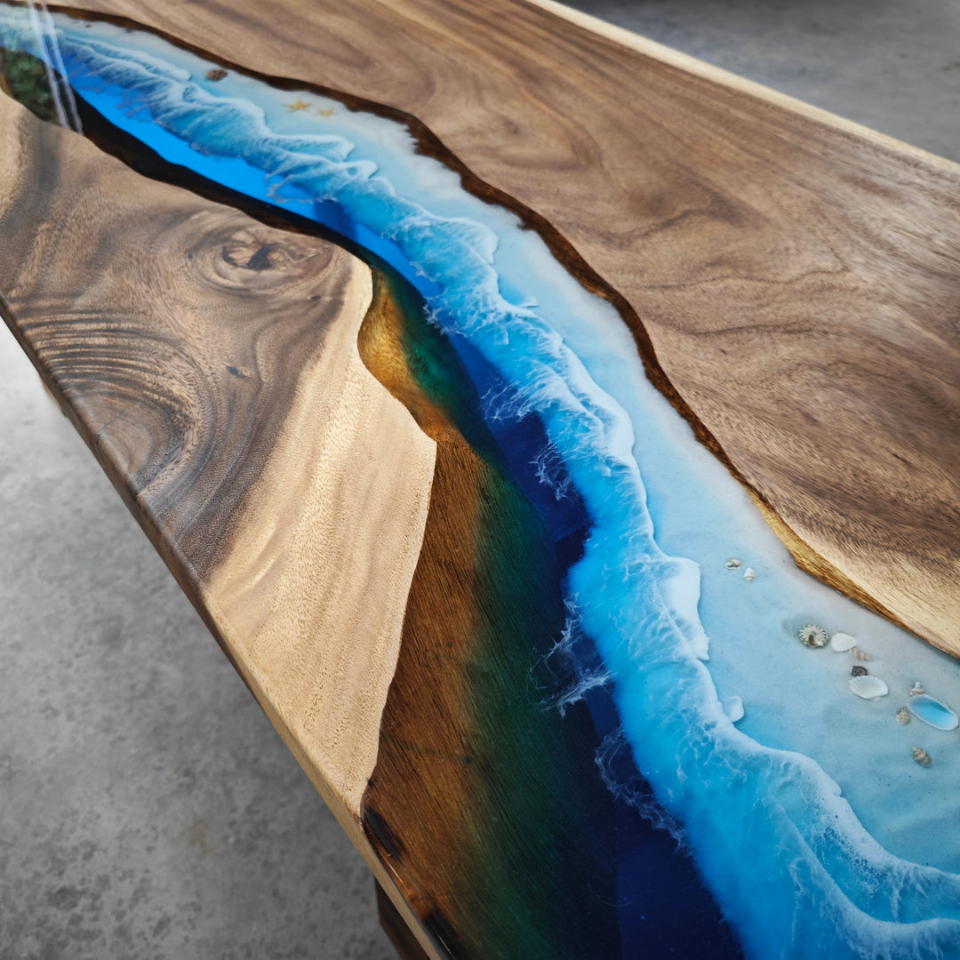 Epoxy Table, Live Edge Epoxy Table, Walnut Resin River Table, 24111205