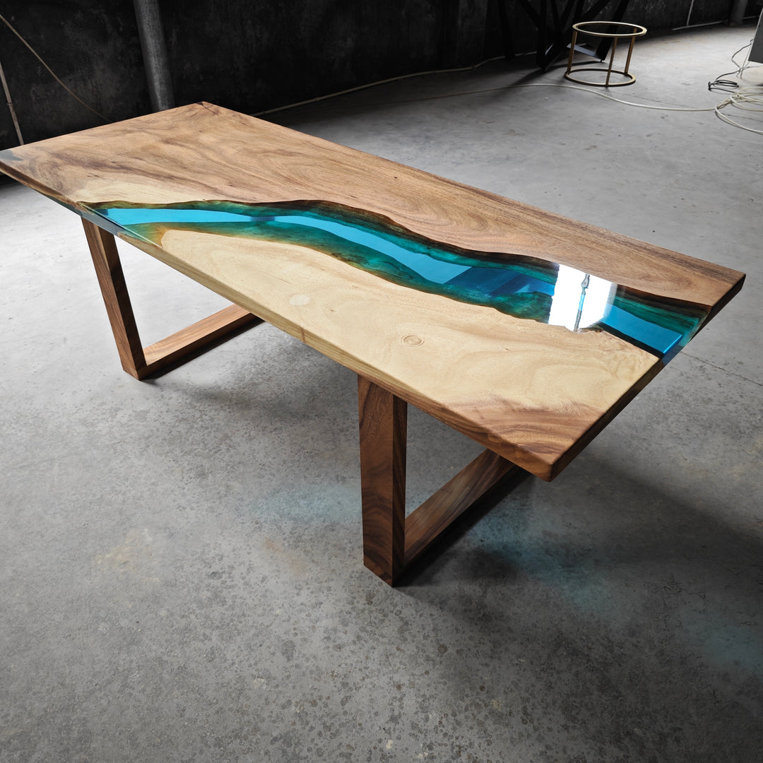 Epoxy Table, Live Edge Epoxy Table, Walnut Resin River Table, 24111206